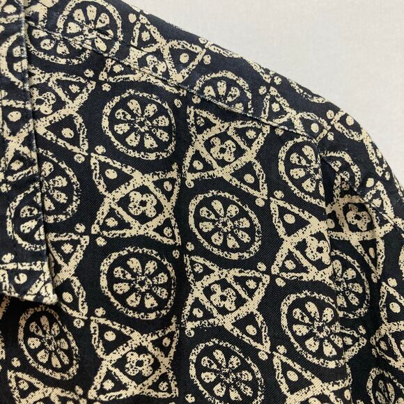 Vintage 90’s Silk Uomo by NAK Geometric Hippie Short Sleeve Button Up Shirt - Picture 4 of 7